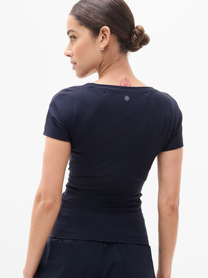 New Athleta S Transcend Scoop Tee Navy Blue Small