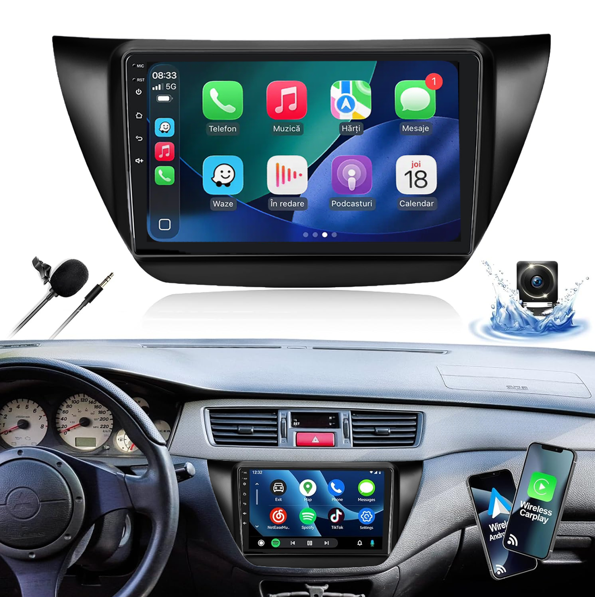 Carplay For Mitsubishi Lancer 2003-2007 Android 13 Car Stereo Radio GPS Wifi 64G
