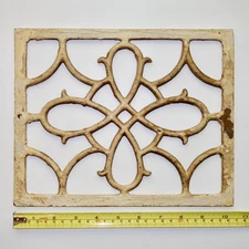 1920's Air Vent Cover Grate Grille Ceiling Wall Cast Iron White 8.5"H x 10.5"W