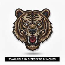 Bear Head Embroidered Iron-On Patch 3-8in Animal Wild Badge