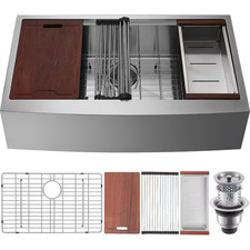 Farmhouse Kitchen Sink 304 Stainless Steel Drop-In Sinks 30 In. Top Mount Single