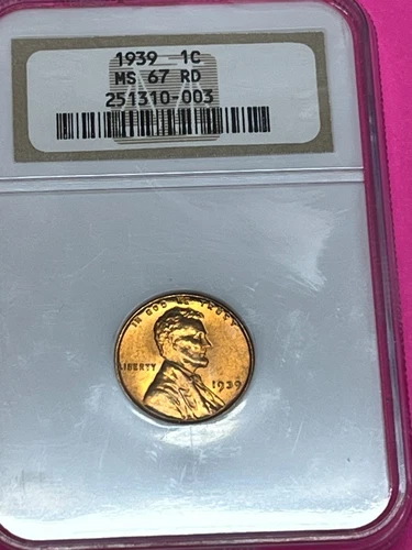 1939 NGC MS67 RD Red - Lincoln Wheat Penny Cent 1c US Coin.     7815