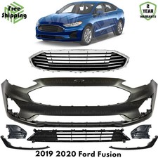 Front Bumper Cover Fascia & Grille Assembly Kit For 2019-2020 Ford Fusion