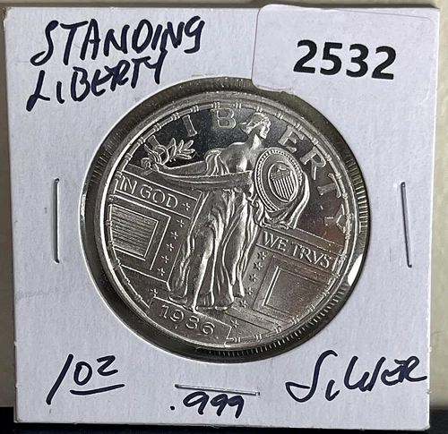 1 oz Standing Liberty Silver Round .999 fine Silver Bullion 1 Troy Ounce