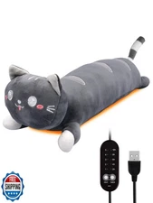 20" Grey Cat Heating Pad for Period Cramps USB Portable Electric 