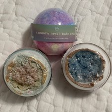 Miss Patisserie Geode Bath Ball Set of 3 Lapis Rainbow River Bath Bombs NEW 