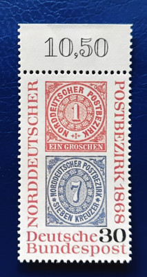 Bund BRD Mi 569 ** postfrisch Oberrand OR Gründung des Norddeutschen Postbezirks