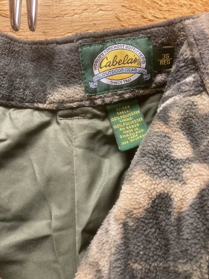 Vintage Cabela's Fleece XL Jacket + Pants SUIT SET 36x31 Hunting Wind Stop Lined - Image 3 of 4