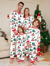 Kids Adult Christmas Family Matching Pyjamas Xmas Tree Nightwear Pajamas Pjs Set
