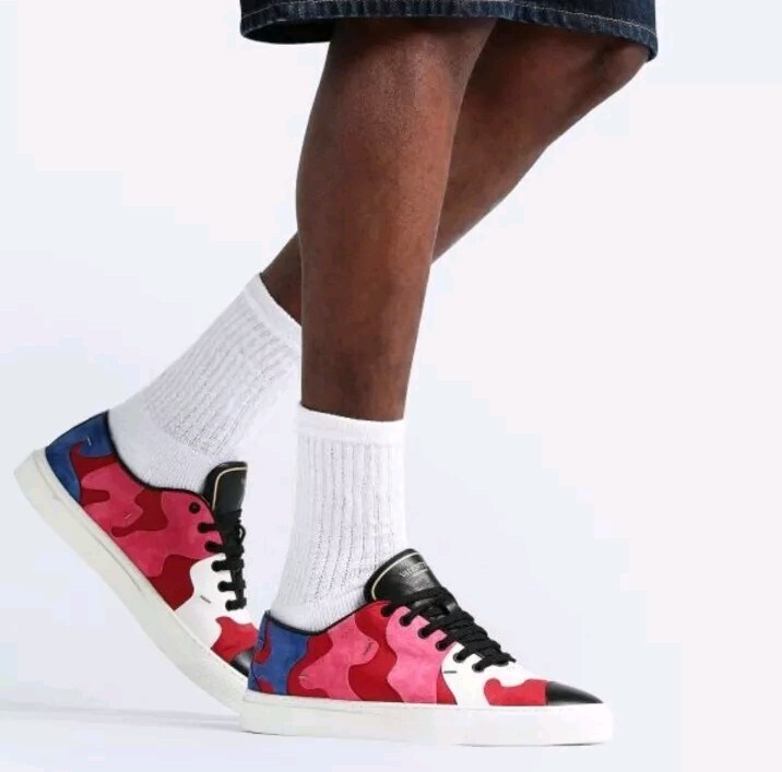Valentino Garavani 'Clipit' Suede Leather Coulouful Camo Trainers/Shoes  Mens