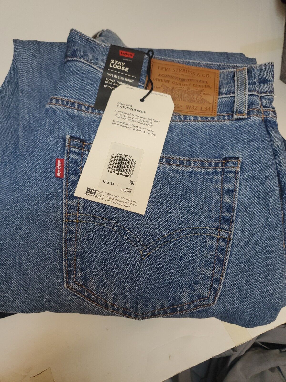 Levi's Premium Stay Loose Premium Jeans Hang Loose Blue Denim $98 Mens  32X34 194576005603 | eBay
