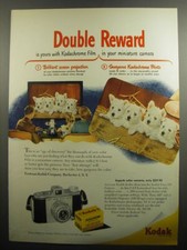1951 Kodak Pony 828 Camera and Kodachrome Film Ad - Double Reward
