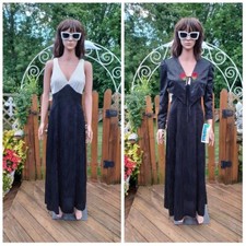 True VTG 1970s DEADSTOCK w/ TAGS Mid-century 2-piece Maxi Dress Jacket S/M MOD