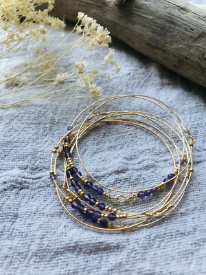 Bracelet Semainier 7 Joncs En Cuivre Avec Pierre De Jade - Marque Boboho