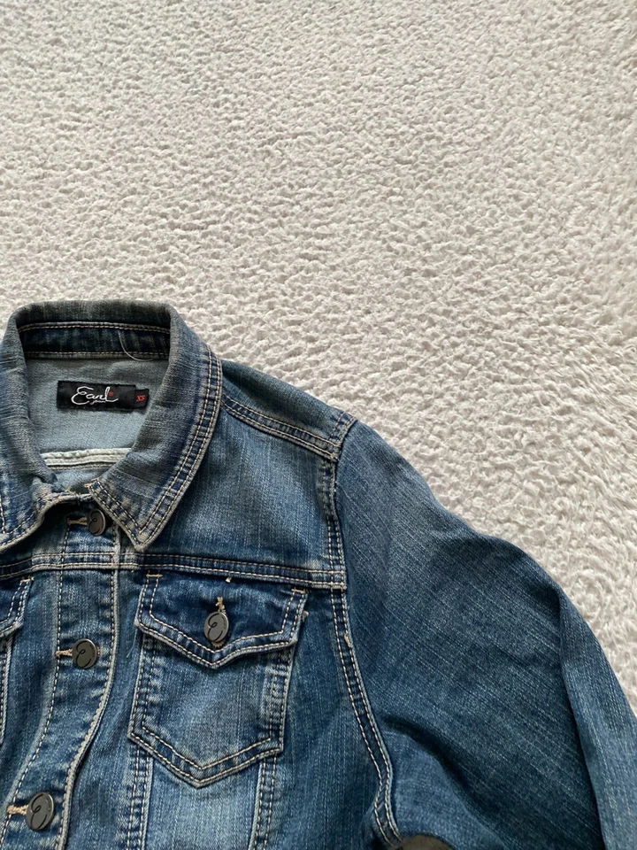Chaqueta de mezclilla Earl Jean para mujer manga larga con botones azul talla XS Foto 4 de 4