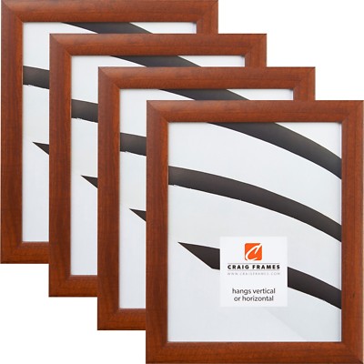 Craig Frames Contemporary, 1'' Wide Honey Brown Picture Frame, 4-Piece Set