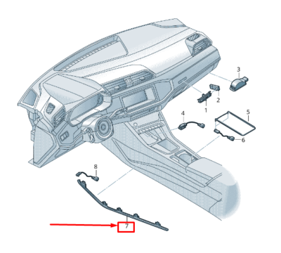 AUDI Q3 F3 LEFT CONSOLE FIBRE OPTIC CONDUCTOR LHD 83B947199 for  