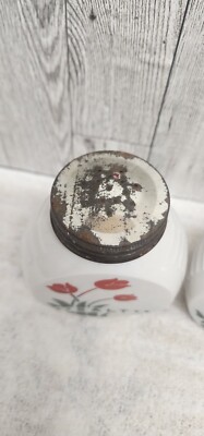 Vintage Fire King Red Tulip Salt & Pepper Shakers Anchor Vitrock