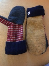 Handmade Mittens - Retro Pattern, Mustard, Green, And Black