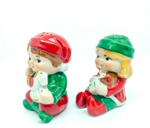 Vintage 1983 Avon Santa's Helpers Elves Salt and Pepper Shakers Christmas NIB - Picture 4 of 10