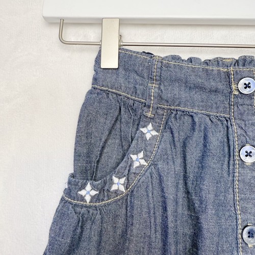 GYMBOREE Greek Isle Button Down Chambray Denim Embroidered Skirt Blue Girls Sz 6 - Picture 2 of 6