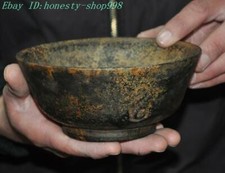 6" China Hongshan Culture old jade carved sacrifice Tea cup Bowl Bowls statue