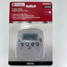 Indoor Programmable Timer 7-Day Digital Utilitech 8 Daily Settings #0608803