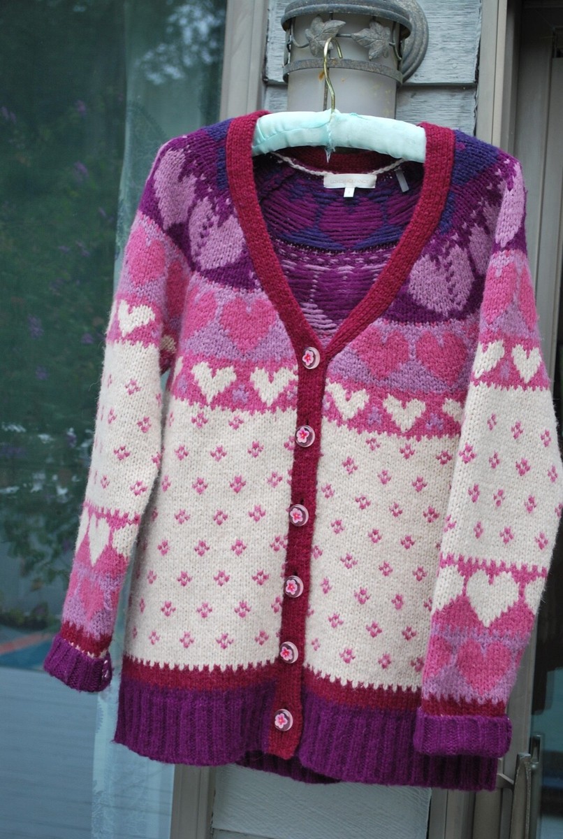 LoveShackFancy Deena Cardigan Sweater in Prune Small $495