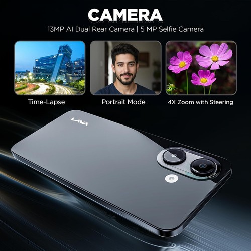 Lava Bold N1-Factory Unlocked-Dual SIM-6.75" HD+ 90 Hz Display-Radiant Black - 第 2/6 張圖片