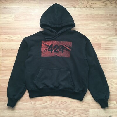 424 BLACK HOODIE SIZE MEDIUM MADE IN ITALY UK