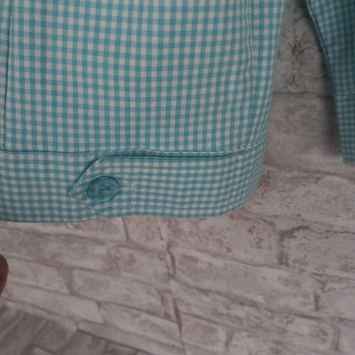 Quacker Factory Gingham Jacket Medium Daisy Embroidered Blue White Whimsy - Picture 6 of 11