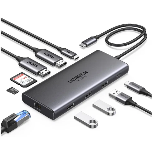 UGREEN Revodok Pro 210 10-in-1 USB C Dual HDMI 8K SD Ethernet 100W PD Hub Base