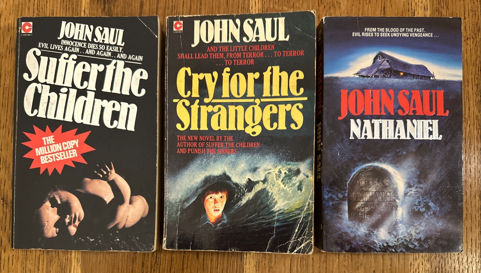 Suffer The Children-Cry for the Strangers- Nathaniel by John Saul Coronet PB Set
