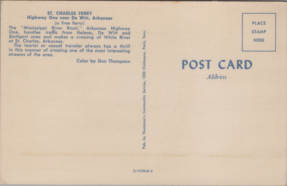 St. Charles Ferry Hwy 1 DeWitt Arkansas Mississippi White River Road