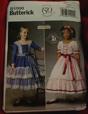 Making History B5900 Butterick Girl's Civil War Fress Sewing Pattern Size 2-5 