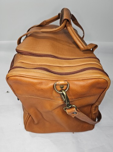 Brown Colombian Soft Leather Duffel Duffle Gym Travel Weekender Bag Pack Vintage - Picture 3 of 14