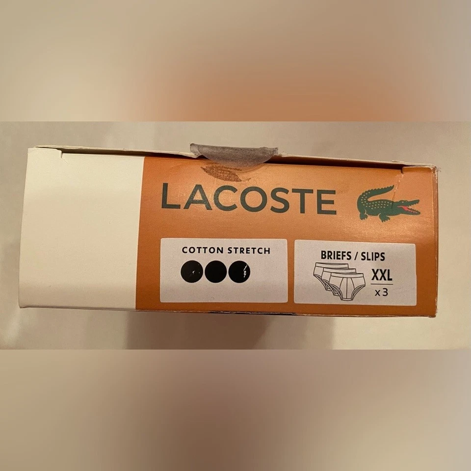 Lacoste 3 Pack Men’s Briefs Casual Cotton Stretch Black Size XXL 42-46 - Image 4 of 4