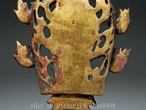 Rara statua Buddha Shakyamuni Amitabha 9" antica cinese bronzo viola oro - Foto 6 di 9