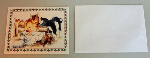 10 Tarjetas de Felicitación de Navidad de Colección Árbol Papá Noel Niño Jesús Establo con Sobres - Imagen 3 de 5