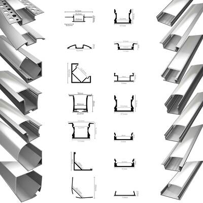 LED Aluprofil Aluminium Profile Alu Schiene Leiste Leuchte 2m für LED-Streifen 