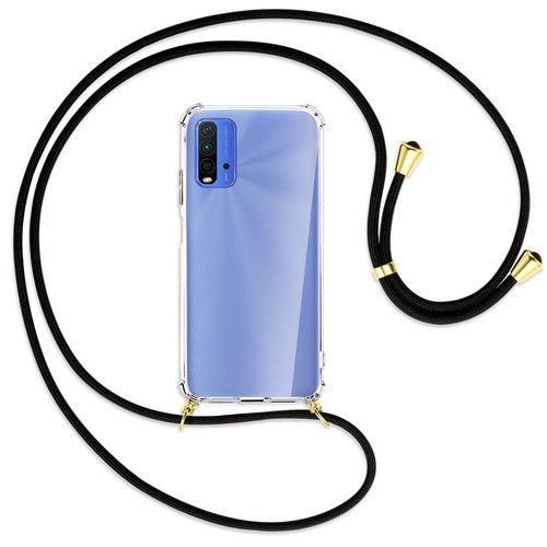 Coque Avec Cordon Pour Xiaomi Redmi Note 9T 5G - Transparente Noir+or - Neuve
