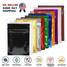 Foil Mylar Zip Seal Smell Proof Resealable Glossy Food Safe Top Lock Storage Bag