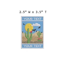 Custom Patch Your Text Name Desert Sun Cactus Birds Embroidered Iron-on Applique