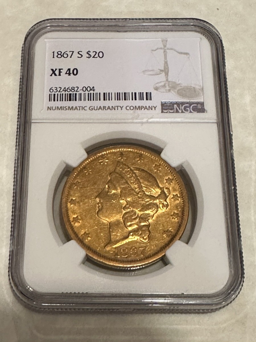 ★特選五石★計2.2kg超【クリスタルベッドファミリー☆０&チャージ浄化】❤️ 1867-S XF40 NGC Liberty Double Eagle $20 Gold Coin eyeclean very