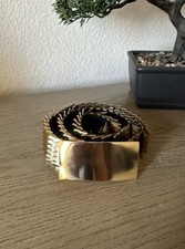 Vintage 70's 80's Stretchy Gold Tone Metal Belt Fish Scale Edgy Glam Disco Retro
