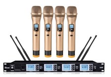 4-Channel Pro Wireless Microphone System UHF Metal Cordless 4 Handheld Dynamic