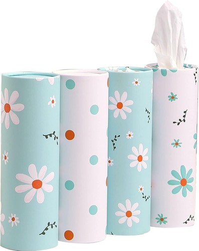 Car Tissue Holder with Facial Tissues Bulk - 4 PK Car Tissues Cylinder