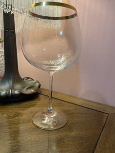 Interglass Italy Huge Wine Glass Goblet Gold Rim Ebay
