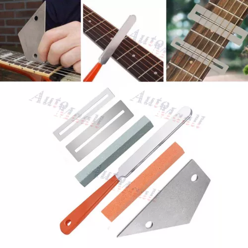 6Pcs Guitar Luthier Tool Kit Fret Crowning File Fret Rocker Leveling Guard Grind