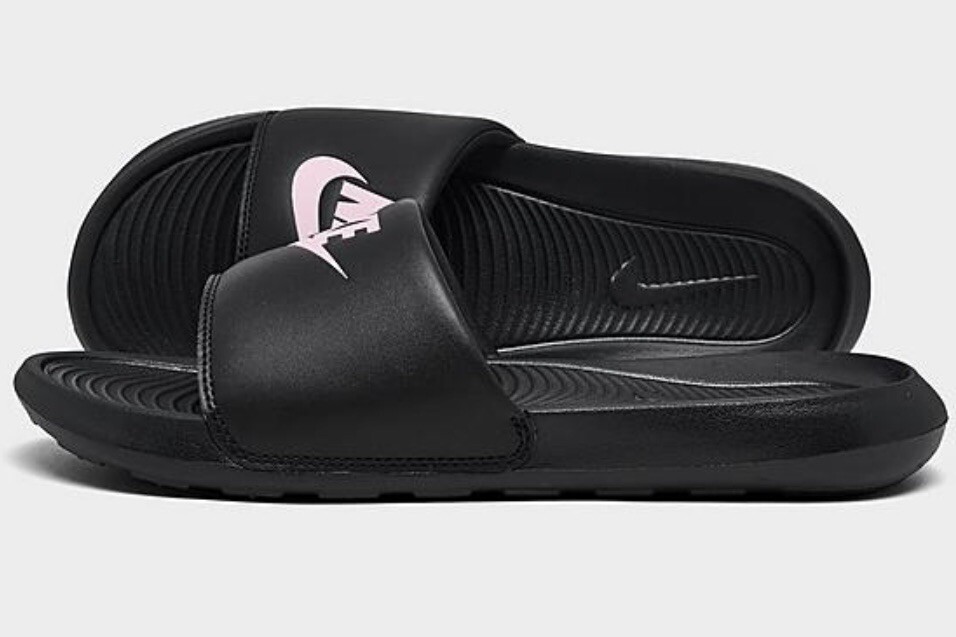 Size 8 - Nike Womens Victori One Sandal, Black/Pink Slides